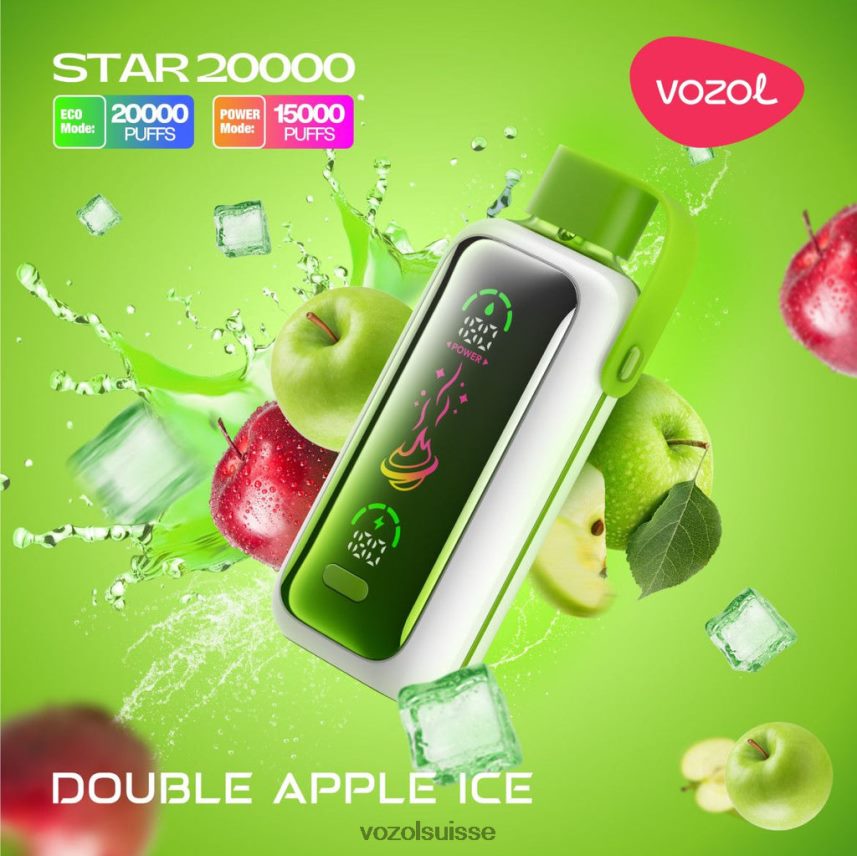 VOZOL STAR 20000 L2028H7 glace aux pommes double Vozol Vape Shop